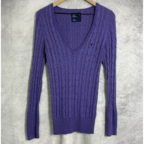 American Eagle‎ Purple Sweater Sz XL ASO Elena Gilbert Vampire Diaries Y2k Long - Picture 2 of 9